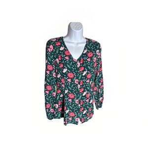 Matilda Jane YESTERYEAR Tunic Women's Green Floral Top women’s Long Sleeve Small